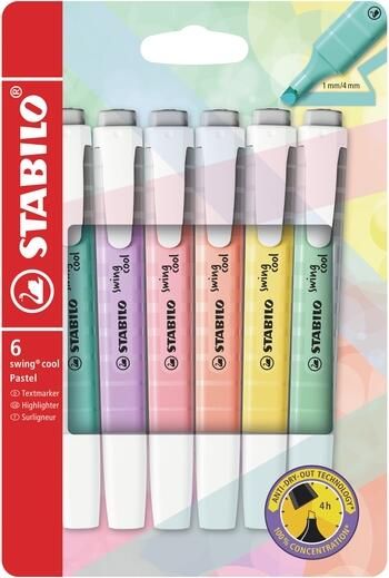 Stabilo Markeerstift Swing cool 275 6 pastel assorti etui Ã  6 stuks - Foto 2