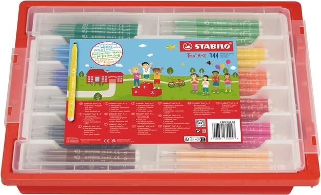 Stabilo Trio A-Z viltstift classpack van 144 stuks in geassorteerde kleuren