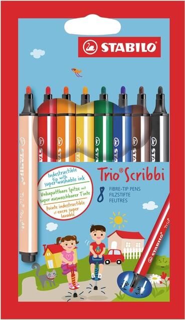 Stabilo Trio Scribbi viltstift blister van 8 stuks in geassorteerde kleuren