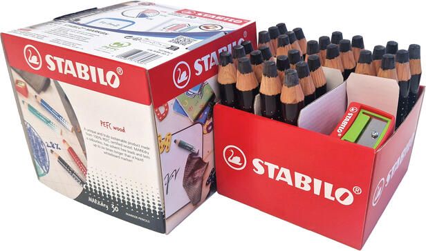 Stabilo Whiteboardpotlood MARKdry incl 2 slijpers zwart classpack 30st