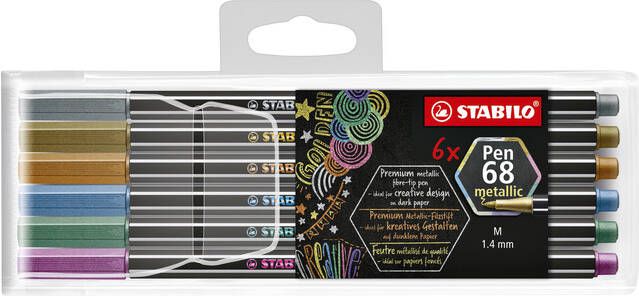 Stabilo Viltstift Pen 68 06 medium metallic assorti etui Ã  6 stuks