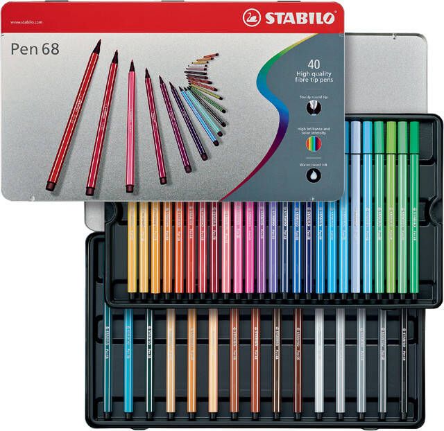 Stabilo Viltstift Pen 68 blikà 40 kleuren