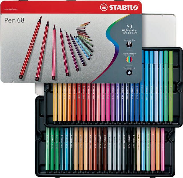 Stabilo Viltstift Pen 68 blikà 50 kleuren
