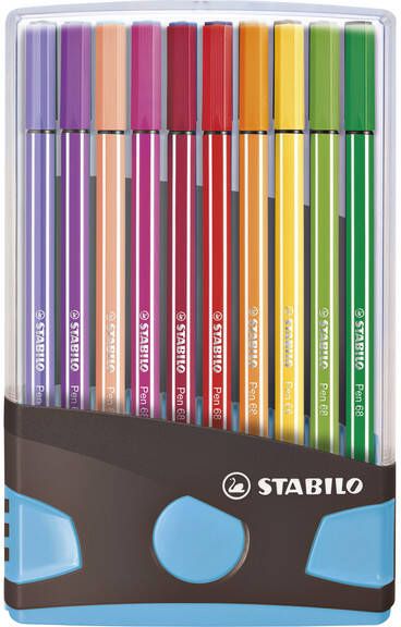 Stabilo Viltstift Pen 68 20 ColorParade in antraciet turquoise etui medium assorti etui Ã  20 stuks