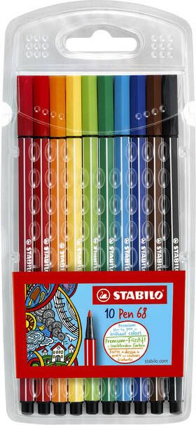 Stabilo Viltstift Pen 68 10 medium assorti etui Ã  10 stuks