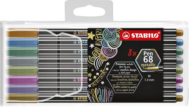 Stabilo Viltstift Pen 68 8 medium metallic assorti etui Ã  8 stuks