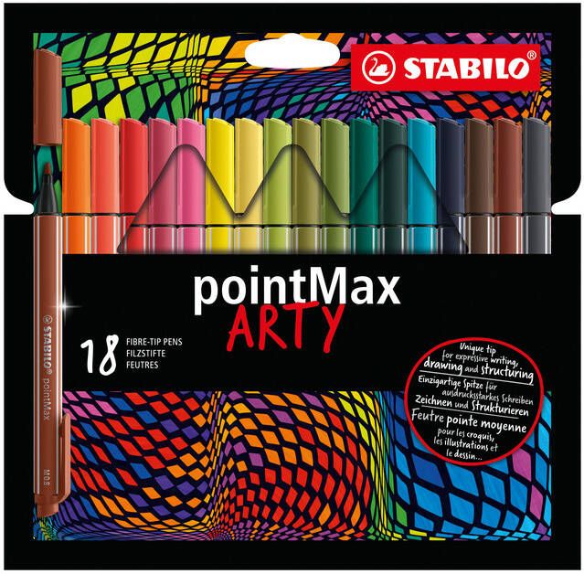 Stabilo Viltstift pointMax 488 18 Arty medium assorti etuià 18 stuks