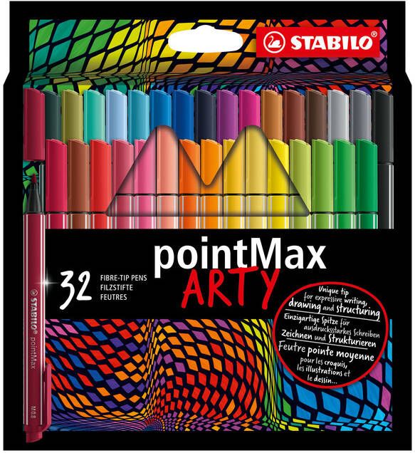 Stabilo Viltstift pointMax 488 32 Arty medium assorti etui Ã  32 stuks