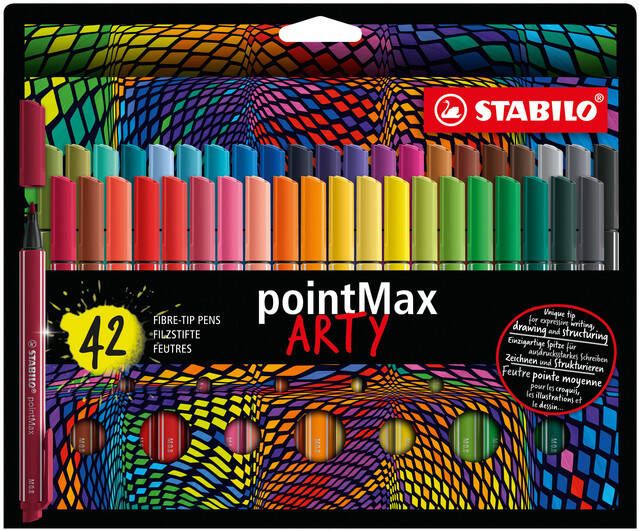 Stabilo Viltstift pointMax 488 42 Arty medium assorti etuià 42 stuks