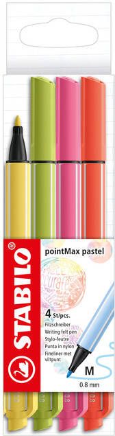 Stabilo Viltstift pointMax 488 4 medium assorti pastel etui Ã  4 stuks