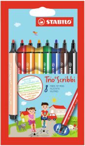 Stabilo Trio Scribbi viltstift blister van 8 stuks in geassorteerde kleuren