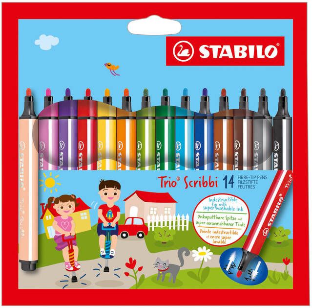 Stabilo Viltstift Scribbi 368 etuiÃƒ 14 kleuren