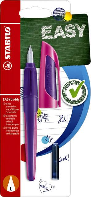 Stabilo Vulpen Easybuddy linkshandig medium paars magenta blister Ã  1 stuk