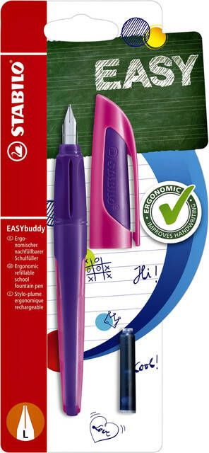 Stabilo Vulpen Easybuddy linkshandig medium paars magenta blister Ã  1 stuk