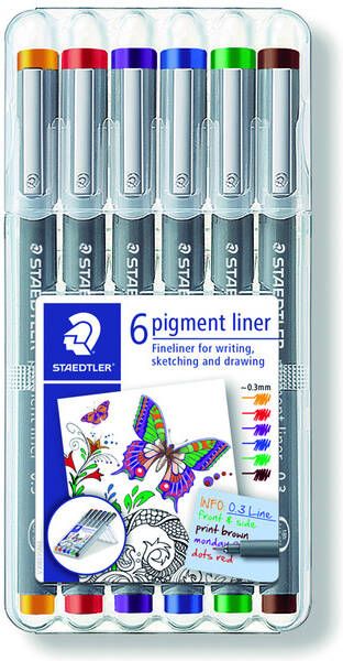 Staedtler Fineliner Pigment 308 0.3mm setà 6st assorti