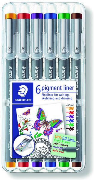 Staedtler Fineliner Pigment 308 assorti 0.5mm setà 6st assorti