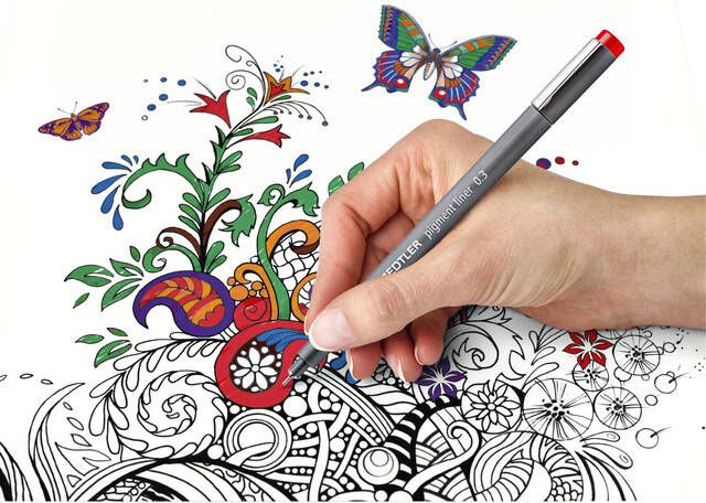 Staedtler fineliner Pigment Liner blister van 3 stuks: 0 1; 0 3 en 0 5 mm - Foto 2