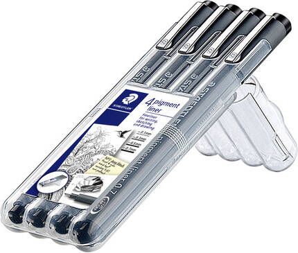 Staedtler fineliner Pigment Liner opstelbare box met 4 stuks (0 1 0 3 0 5 en 0 7 mm) - Foto 2