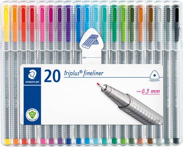 Staedtler fineliner Triplus geassorteerde kleuren opstelbare box met 20 stuks