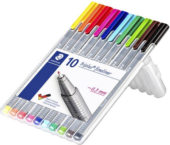 Staedtler fineliner Triplus geassorteerde kleuren opstelbare box met 10 stuks - Foto 2
