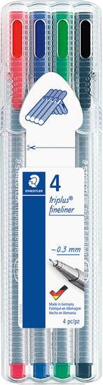 Staedtler fineliner Triplus geassorteerde kleuren opstelbare box met 4 stuks
