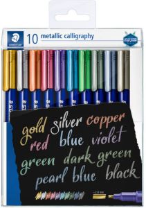 Staedtler kalligrafiepen Metallic 8325 etui van 10 stuks in geassorteerde kleuren