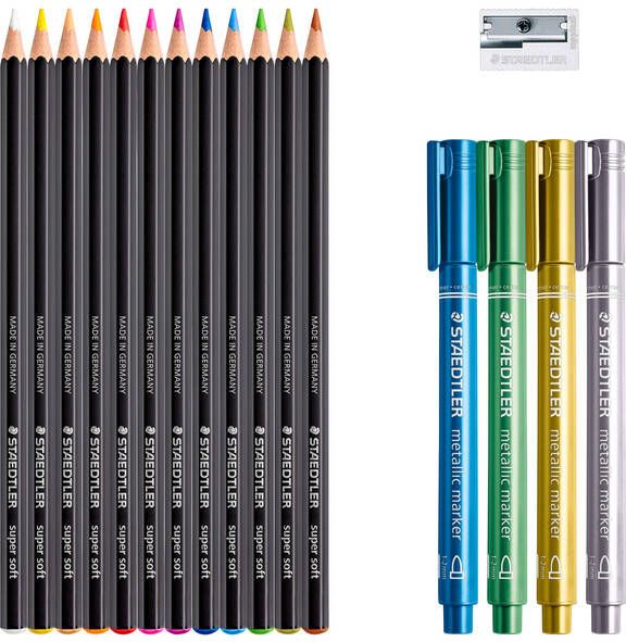 Staedtler Kleurpotlood Design Journey Black &amp White 17 delig - Foto 2
