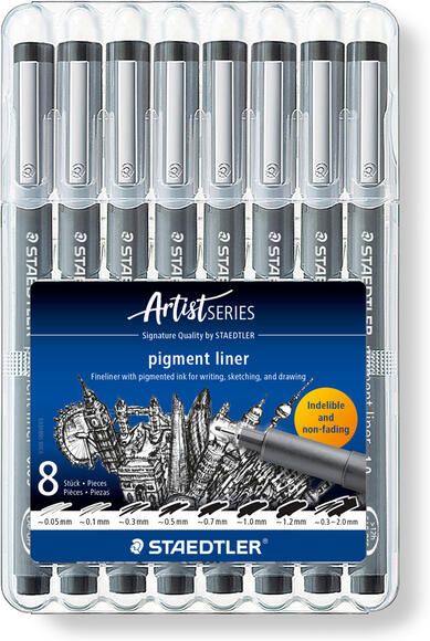 Staedtler Fineliner Pigment 308 zwart 8 stuks - Foto 2