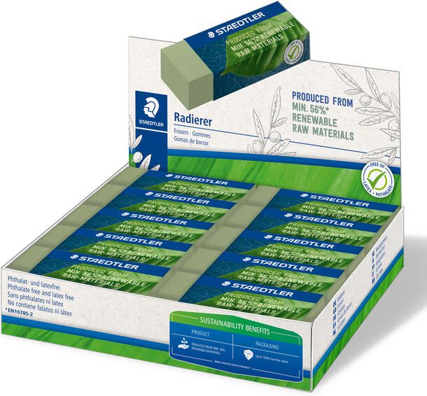 Staedtler Gum Eco 52680 65x23x10mm olijfgroen 20 stuks - Foto 2