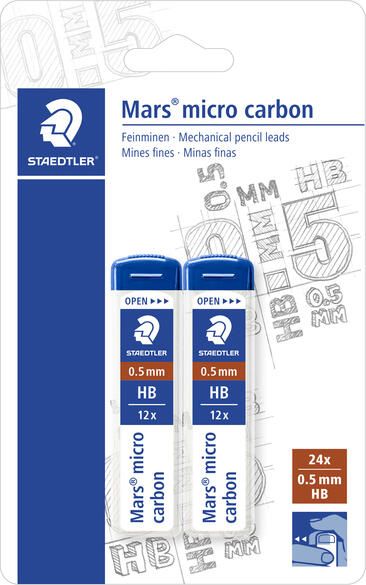 Staedtler Mars micro potloodstiften 0 5 mm HB blister van 2 etuis van 12 stuks - Foto 2