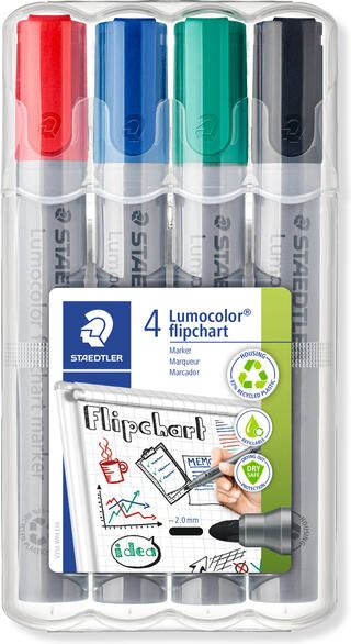 Staedtler Viltstift 356 voor flipover rond 2mm 4 stuks assor - Foto 2