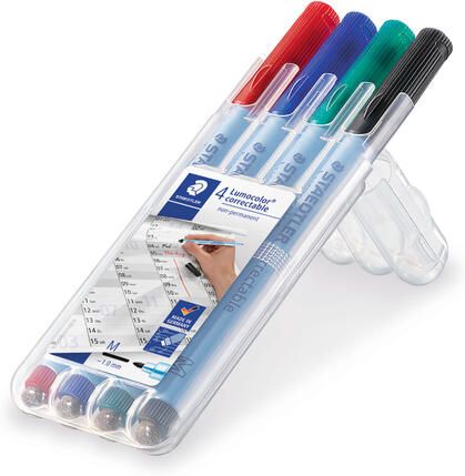 Staedtler Viltstift Lumocolor 305 non permanent correctable M set Ã  4 stuks