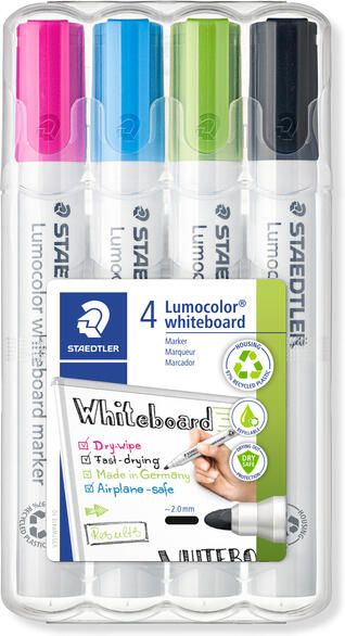 Staedtler Lumocolor whiteboardmarker etui van 4 stuks in geassorteerde kleuren - Foto 3