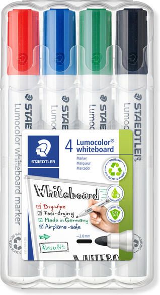 Staedtler Lumocolor whiteboardmarker etui van 4 stuks in geassorteerde kleuren 5 stuks - Foto 2