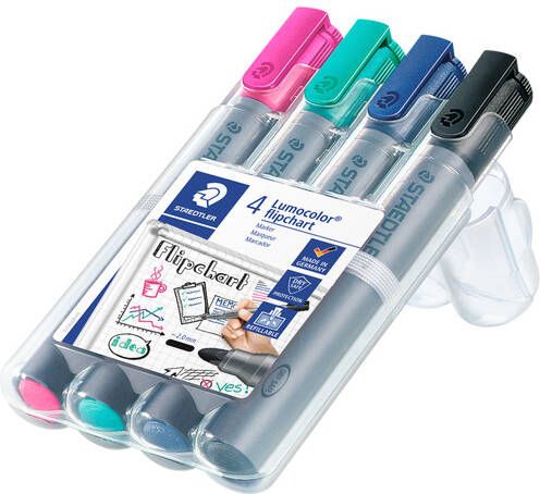 Staedtler Viltstift 356 voor flipover rond 2mm set Ã  4 stuks assorti - Foto 2