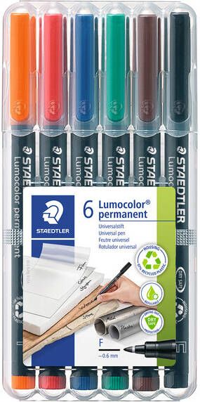 Staedtler Lumocoler 318 OHP-marker permanent 0 6 mm etui van 6 stuks in geassorteerde klassieke kleur