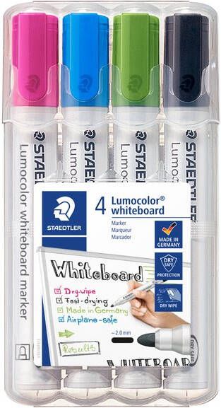 Staedtler Lumocolor whiteboardmarker etui van 4 stuks in geassorteerde kleuren - Foto 3
