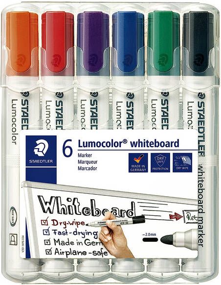 Staedtler Viltstift Lumocolor 351 whiteboard setÃ 6 stuks assorti
