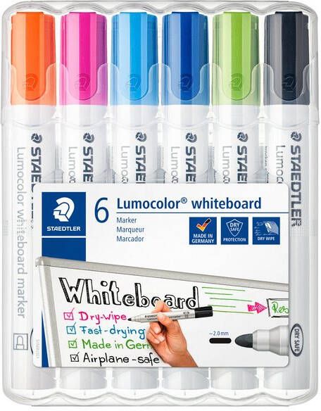 Staedtler Lumocolor whiteboardmarker etui van 6 stuks in geassorteerde kleuren - Foto 2