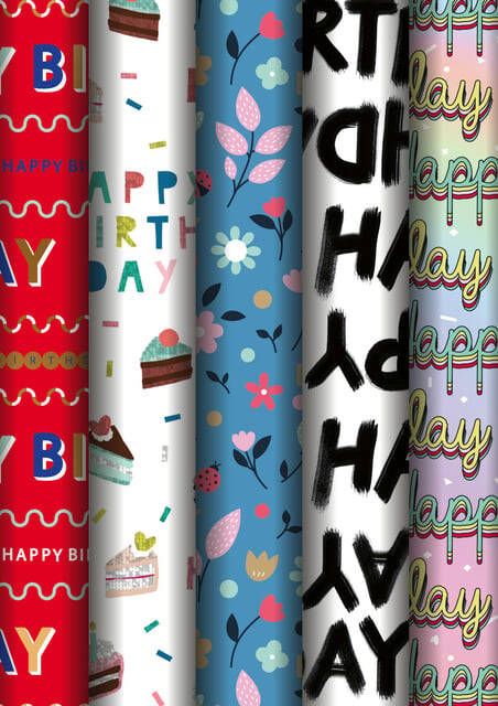 Stewo Inpakpapier Happy Birthday 200x70cm assorti