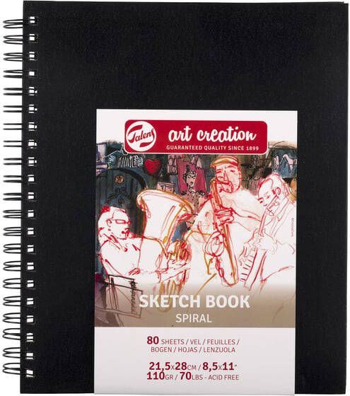 Talens Art Creation Schetsboek 80 witte vellen 110gr 210x280mm spiraal zwart