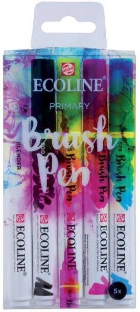 Talens Ecoline Brush pen etui met 5 stuks in de primaire kleuren