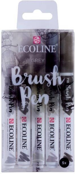 Talens Ecoline Brushpen set-grijs blister Ã  5 stuks ass