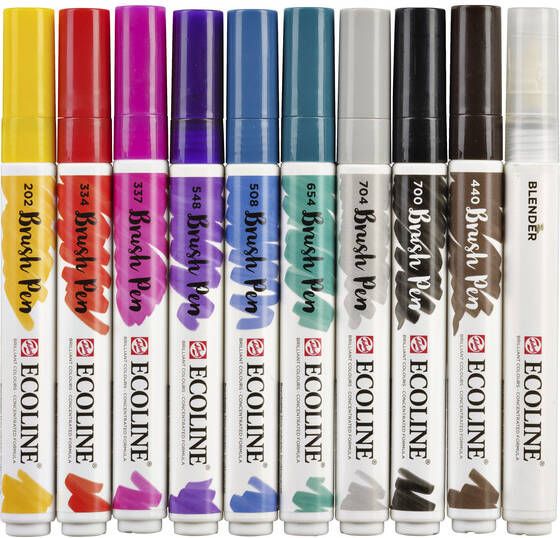 Talens Brushpen Ecoline Handlettering blister à 10 stuks assorti