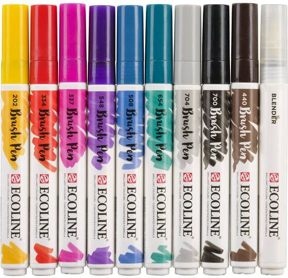 Talens Brushpen Ecoline Handlettering blister à 10 stuks assorti