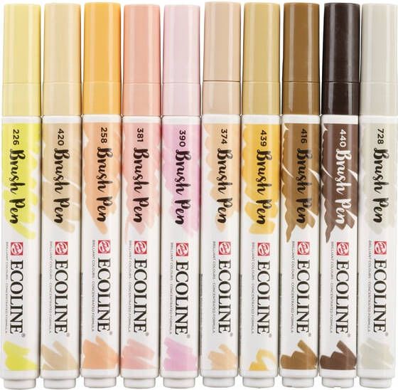 Talens Brushpen Ecoline Huid blister à 10 stuks assorti