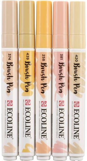 Talens Brushpen Ecoline set beigeroze blister à 5 stuks ass