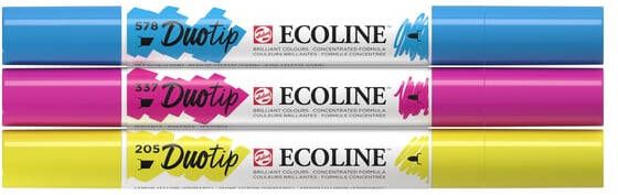 Talens Ecoline Duotip Brush pen etui van 3 stuks primair