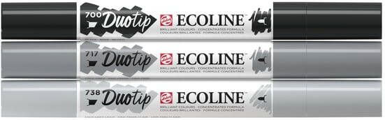 Talens Ecoline Duotip Brush pen etui van 3 stuks grijs en zwart
