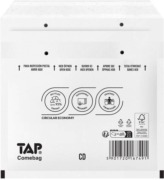 TAP Envelop Comebag luchtkussen tbv CD 200x175mm 100 stuks